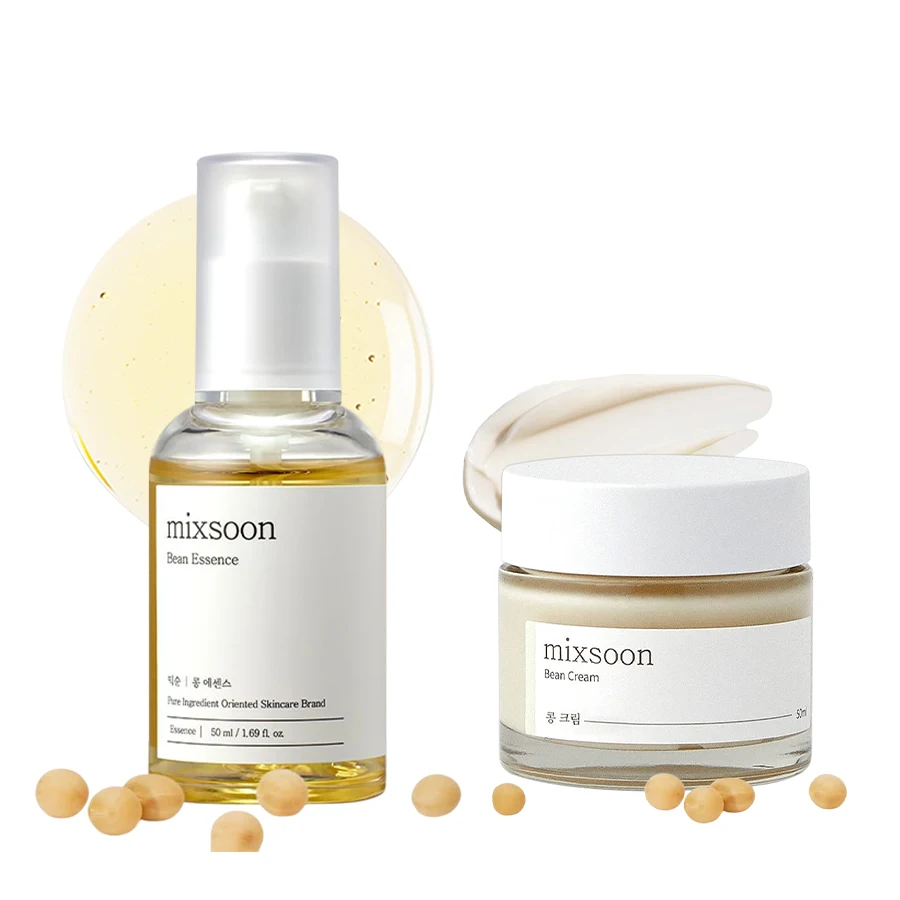 Korean Skincare Routine - Set Krim Esens Kacang Mixsoon Duo,